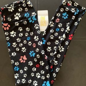 Lularoe OS American Summer Paw Print Leggings